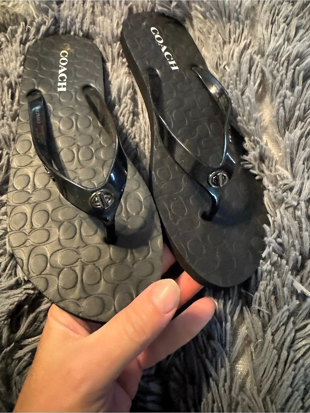 Coach Abbigail Flip Flop Sandals US 10B Black & Gray